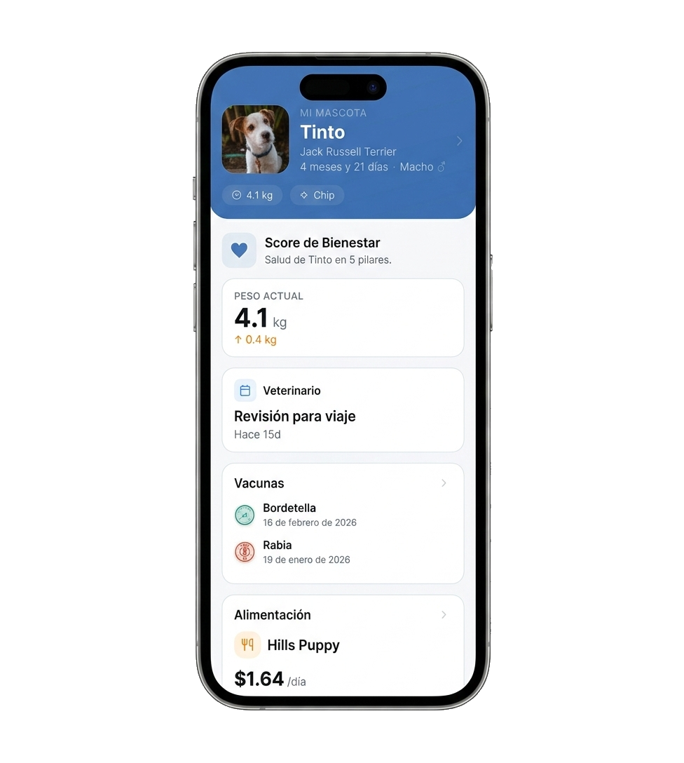 Vivra en iPhone — dashboard de tu mascota